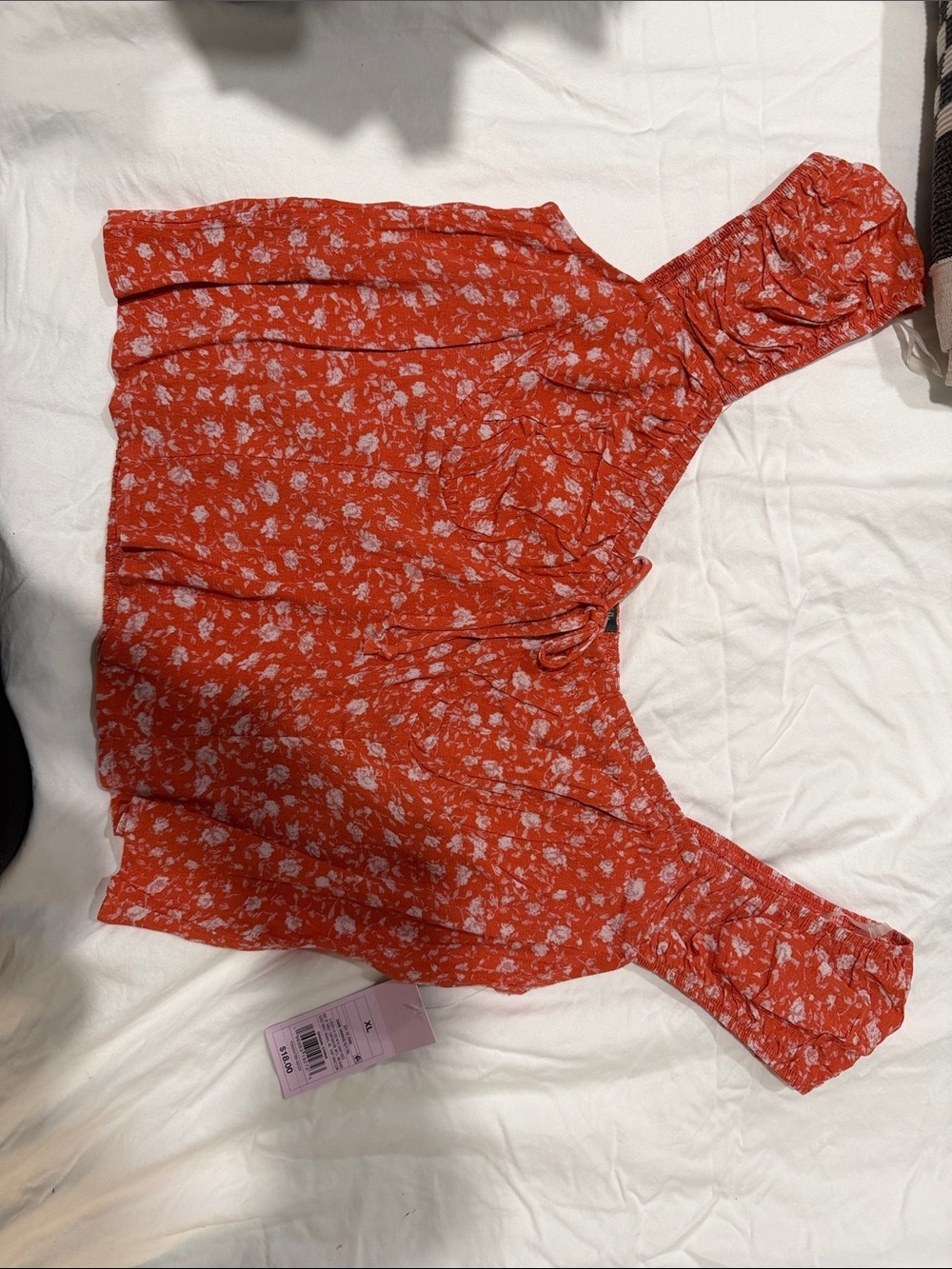 wild fable Red Floral One-Shoulder Crop Top